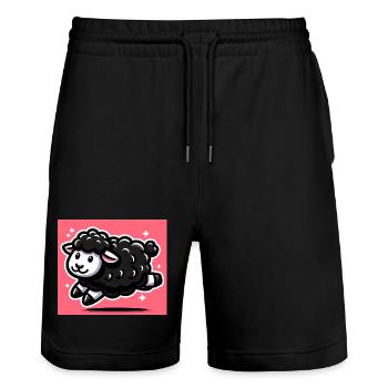 Black Sheep - Stanley/Stella Trainer Unisex Organic Jogging Shorts - black - Front - Nik (191cm) & Marisol (170cm)