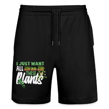 Garden & Plant Lovers Gifts - Stanley/Stella Trainer Unisex Organic Jogging Shorts - black - Front - Nik (191cm) & Marisol (170cm)