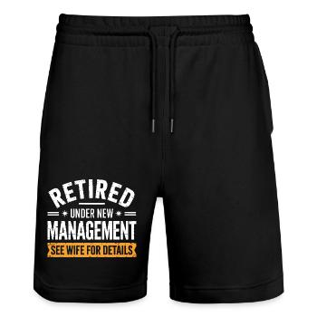 Ruhestand unter neuer Leitung - Stanley/Stella Unisex Bio Joggingshorts Trainer  - Schwarz - Vorne - Nik (191cm) & Marisol (170cm)