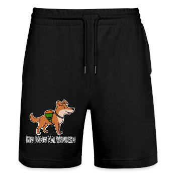 Lustiger Hund geht wandern - Berg Schäferhund - Stanley/Stella Unisex Bio Joggingshorts Trainer  - Schwarz - Vorne - Nik (191cm) & Marisol (170cm)
