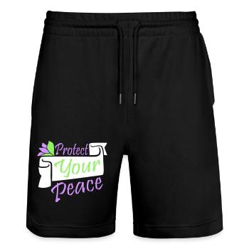 Protect Your Peace Mental Health Mindfulness - Stanley/Stella Trainer Unisex Organic Jogging Shorts - black - Front - Nik (191cm) & Marisol (170cm)
