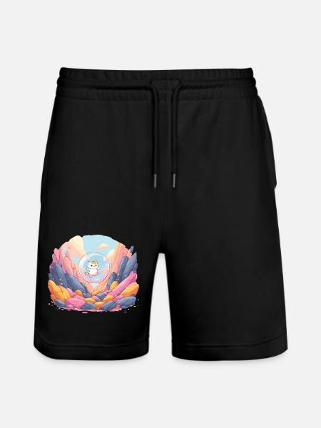 Katzenkugel im farbigen Canyon - Stanley/Stella Unisex Bio Joggingshorts Trainer - Schwarz