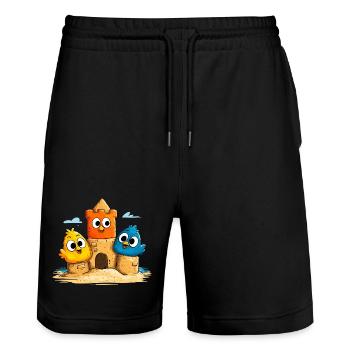 Sandcastle Trio bunt - Stanley/Stella Unisex Bio Joggingshorts Trainer  - Schwarz - Vorne - Nik (191cm) & Marisol (170cm)