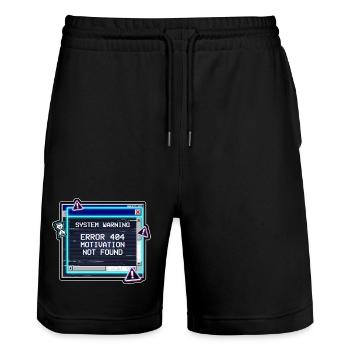 Error 404 Motivation Glitch - Stanley/Stella Unisex Bio Joggingshorts Trainer  - Schwarz - Vorne - Nik (191cm) & Marisol (170cm)