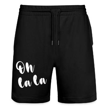 OH LA LA - Stanley/Stella Unisex Bio Joggingshorts Trainer  - Schwarz - Vorne - Nik (191cm) & Marisol (170cm)