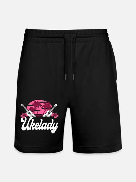 Hawaiian Ukulele Uke Ukelady - Stanley/Stella Trainer Unisex Organic Jogging Shorts - black