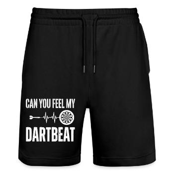Darts "Can you fell my Dartbeat" Heartbeat Tote Bag - Stanley/Stella Trainer Unisex Organic Jogging Shorts - black - Front - Nik (191cm) & Marisol (170cm)