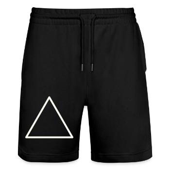 Geometric Shape Triangle Outline - Stanley/Stella Trainer Unisex Organic Jogging Shorts - black - Front - Nik (191cm) & Marisol (170cm)