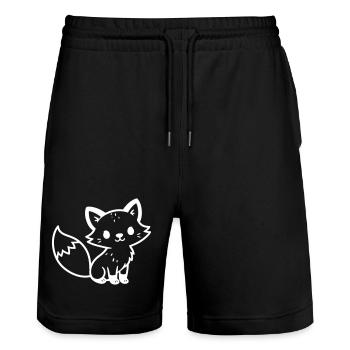 Fuchs Niedlich Comic - Stanley/Stella Unisex Bio Joggingshorts Trainer  - Schwarz - Vorne - Nik (191cm) & Marisol (170cm)