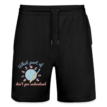 Funny Crochet What Part of don't You Understand - Stanley/Stella Trainer Unisex Organic Jogging Shorts - black - Front - Nik (191cm) & Marisol (170cm)