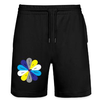 Ein einfaches Leben, entspannen, fantasieren, essen, schlafen - Stanley/Stella Unisex Bio Joggingshorts Trainer  - Schwarz - Vorne - Nik (191cm) & Marisol (170cm)