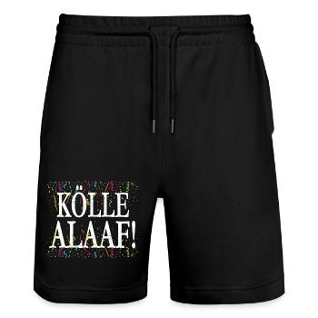 Kölle Alaaf! Funny Carnival T-Shirt - Stanley/Stella Trainer Unisex Organic Jogging Shorts - black - Front - Nik (191cm) & Marisol (170cm)