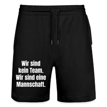 We Are A Team Typo Poster - Stanley/Stella Trainer Unisex Organic Jogging Shorts - black - Front - Nik (191cm) & Marisol (170cm)
