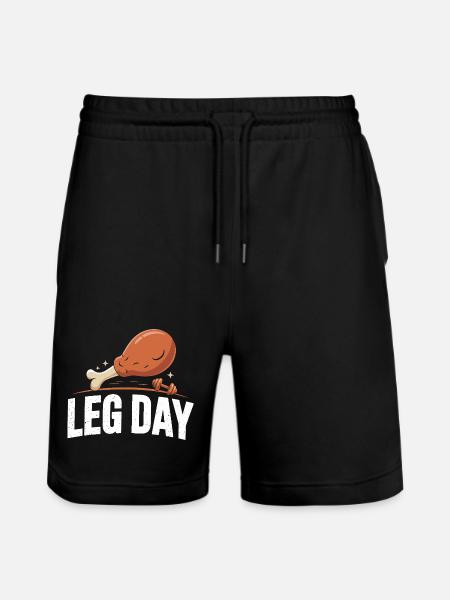 Leg Day Chicken Bone Motif - Stanley/Stella Trainer Unisex Organic Jogging Shorts - black