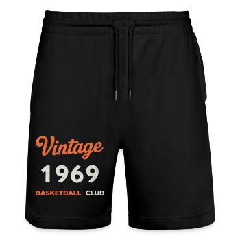 Vintage 1969 – Basketball Club Retro Birth Year - Stanley/Stella Trainer Unisex Organic Jogging Shorts - black - Front - Nik (191cm) & Marisol (170cm)