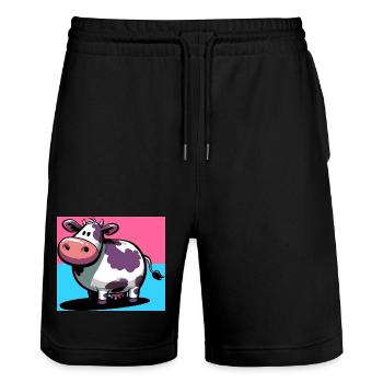 cow - Stanley/Stella Trainer Unisex Organic Jogging Shorts - black - Front - Nik (191cm) & Marisol (170cm)