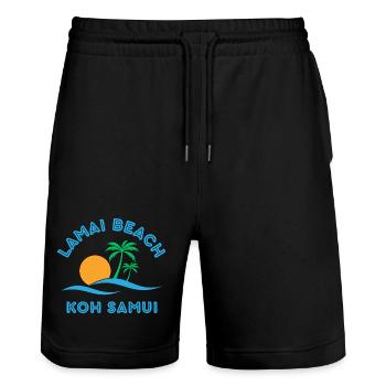 Lamai Beach Koh Samui Palm Sunset - Stanley/Stella Trainer Unisex Organic Jogging Shorts - black - Front - Nik (191cm) & Marisol (170cm)