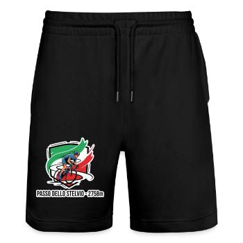 Insigne du Cavalier Passo Dello Stelvio 2758 m - Short de jogging bio TRAINER Stanley/Stella unisexe - noir - Devant - Nik (191cm) & Marisol (170cm)