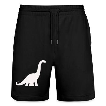 Langhals Dino Silhouette - Stanley/Stella Unisex Bio Joggingshorts Trainer  - Schwarz - Vorne - Nik (191cm) & Marisol (170cm)