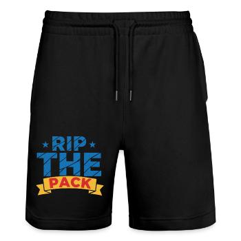 Rip The Pack Sammelkarten-Sammler-Boosterpaket - Stanley/Stella Unisex Bio Joggingshorts Trainer  - Schwarz - Vorne - Nik (191cm) & Marisol (170cm)