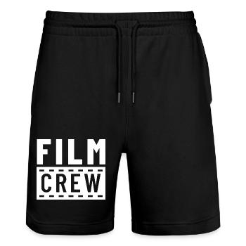 Minimalist CREW lettering in white - Stanley/Stella Trainer Unisex Organic Jogging Shorts - black - Front - Nik (191cm) & Marisol (170cm)