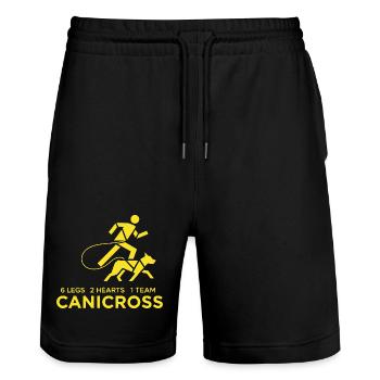 Canicross Running with Dog - Stanley/Stella Trainer Unisex Organic Jogging Shorts - black - Front - Nik (191cm) & Marisol (170cm)
