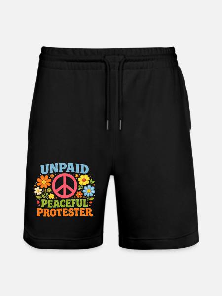 Unpaid Peaceful Protest Retro Flowers - Stanley/Stella Trainer Unisex Organic Jogging Shorts - black
