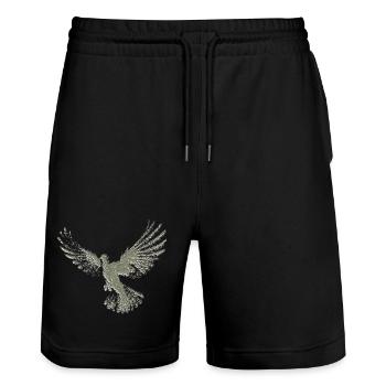 Pigeon | Holy Spirit Shirt | Christian Symbol - Stanley/Stella Trainer Unisex Organic Jogging Shorts - black - Front - Nik (191cm) & Marisol (170cm)