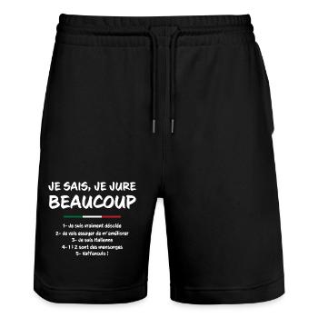 Je Sais Je Jure Beaucoup 1 Je Suis Vraiment Des... - Short de jogging bio TRAINER Stanley/Stella unisexe - noir - Devant - Nik (191cm) & Marisol (170cm)