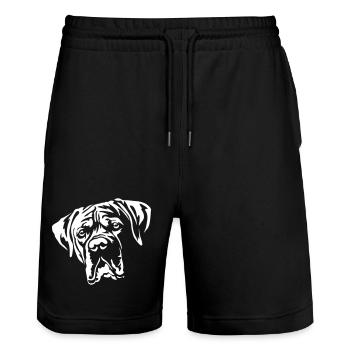 Tête de Dogo Argentino « Édition Noire » - Short de jogging bio TRAINER Stanley/Stella unisexe - noir - Devant - Nik (191cm) & Marisol (170cm)