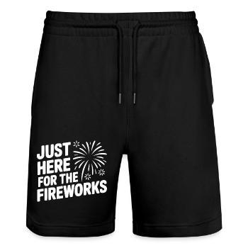 Just Here For The Fireworks - Stanley/Stella Trainer Unisex Organic Jogging Shorts - black - Front - Nik (191cm) & Marisol (170cm)