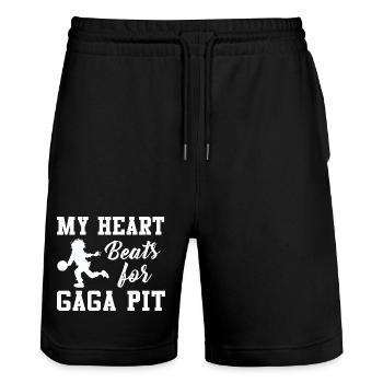 Mein Herz schlägt für Gaga Pit - Stanley/Stella Unisex Bio Joggingshorts Trainer  - Schwarz - Vorne - Nik (191cm) & Marisol (170cm)
