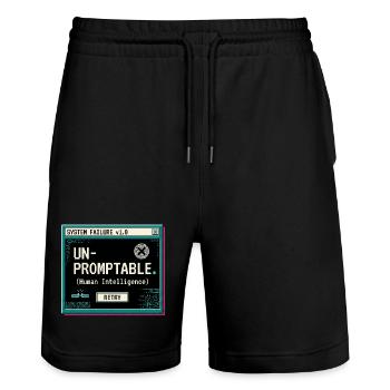 Unpromtable - Stanley/Stella Trainer Unisex Organic Jogging Shorts - black - Front - Nik (191cm) & Marisol (170cm)
