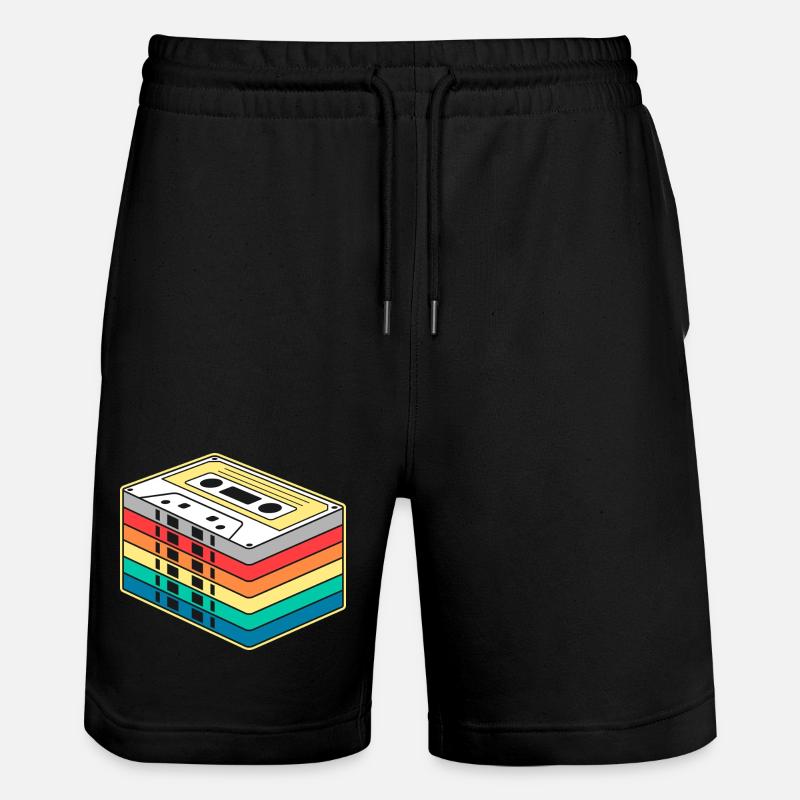 Vibrant Rainbow Kassette - Stanley/Stella Unisex Bio Joggingshorts Trainer - Schwarz