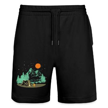 Retro camping motif – gift for Christmas - Stanley/Stella Trainer Unisex Organic Jogging Shorts - black - Front - Nik (191cm) & Marisol (170cm)