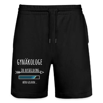 Gynäkologe Ausbildung Medizinstudium Arzt Medizin  - Stanley/Stella Unisex Bio Joggingshorts Trainer  - Schwarz - Vorne - Nik (191cm) & Marisol (170cm)