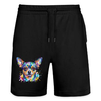 Explosion de couleur : Tête de chihuahua - Short de jogging bio TRAINER Stanley/Stella unisexe - noir - Devant - Nik (191cm) & Marisol (170cm)