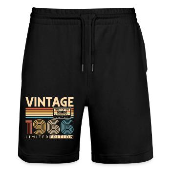 60 Birthday 60 Years 1966 Vintage Born - Stanley/Stella Trainer Unisex Organic Jogging Shorts - black - Front - Nik (191cm) & Marisol (170cm)