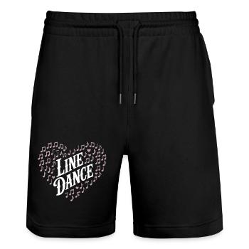 Line Dance Heart Motif - Stanley/Stella Trainer Unisex Organic Jogging Shorts - black - Front - Nik (191cm) & Marisol (170cm)