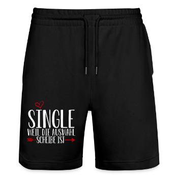 Single Humor mit Herz und Pfeil - Stanley/Stella Unisex Bio Joggingshorts Trainer  - Schwarz - Vorne - Nik (191cm) & Marisol (170cm)