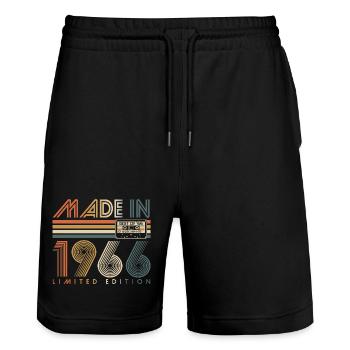 Cadeau vintage rétro vintage 1966 pour le 60e anniversaire - Short de jogging bio TRAINER Stanley/Stella unisexe - noir - Devant - Nik (191cm) & Marisol (170cm)