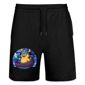 Funny Ducks Motif Ducks Lover Sayings - Stanley/Stella Trainer Unisex Organic Jogging Shorts - black - Front - Nik (191cm) & Marisol (170cm)