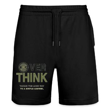 Over Think – Humor about Overthinking - Stanley/Stella Trainer Unisex Organic Jogging Shorts - black - Front - Nik (191cm) & Marisol (170cm)