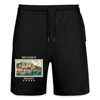 Belgien Dinant Vintage Reisemarke - Stanley/Stella Unisex Bio Joggingshorts Trainer  - Schwarz - Vorne - Nik (191cm) & Marisol (170cm)