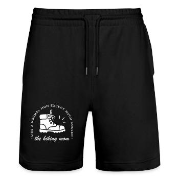 Wander-Mama Wandererin Mutter - Stanley/Stella Unisex Bio Joggingshorts Trainer  - Schwarz - Vorne - Nik (191cm) & Marisol (170cm)