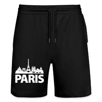 PARIS Skyline blanc - Short de jogging bio TRAINER Stanley/Stella unisexe - noir - Devant - Nik (191cm) & Marisol (170cm)