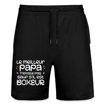 Le Meilleur Papa Nexiste Pas Sauf S'il Est Boxeur - Short de jogging bio TRAINER Stanley/Stella unisexe - noir - Devant - Nik (191cm) & Marisol (170cm)