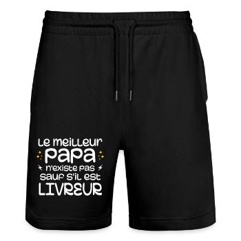 Le Meilleur Papa Nexiste Pas Sauf S'il Est Livreur - Short de jogging bio TRAINER Stanley/Stella unisexe - noir - Devant - Nik (191cm) & Marisol (170cm)