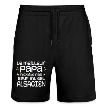 The best dad does not exist unless he is Alsatian - Stanley/Stella Trainer Unisex Organic Jogging Shorts - black - Front - Nik (191cm) & Marisol (170cm)