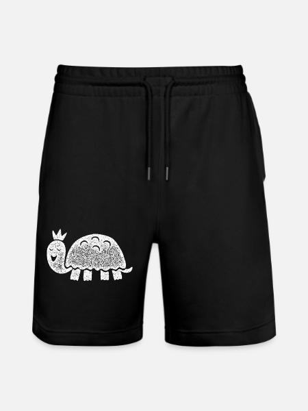 Laughing turtle with crown - Stanley/Stella Trainer Unisex Organic Jogging Shorts - black